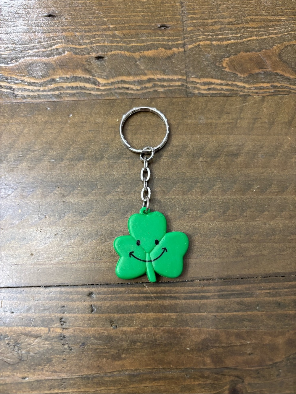 Smiley Shamrock Keychain - Green Clover Charm